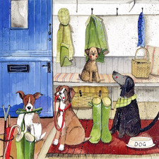 Alex Clark Greetings Card - The Boot Room - Dogs