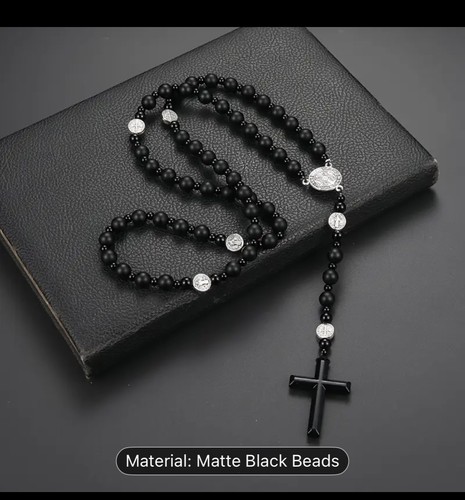 Rose mary beads - cross, necklace