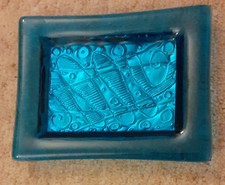 Jo Downs Glass Design Fused Glass Rectangular Trinket Dish, 13cm x 9.5cm.
