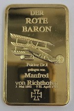 24 Carat Gold Plated The Red Baron/Der Rote Baron Ingot Bar excellent condition