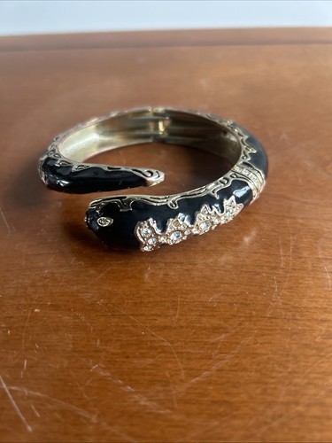 Vintage black enamel snake - black,