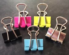 5 x Tiny Colour Metal Bulldog Clips/Foldback Binder Grips ~ Paper/Filing/Hanging