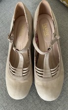 Hotter France beige Shoes Vintage Flapper  Dance Suede & Patent Size UK 6 STD