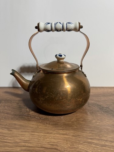 Vintage copper teapot with - vintage,