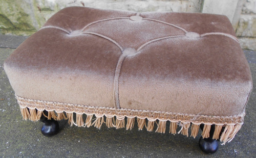 Vintage footstool brown dralon - vintage,