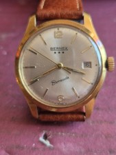 Vintage Bernex Barracuda Gold Plated Watch Mens