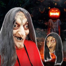 Scary Long Hair Old Witch Mask