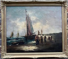 Dutch School: Fisherfolk, oil