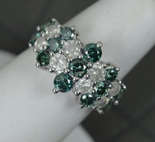 2.40 Carat Blue and White Diamond 14ct White Gold Cluster Ring