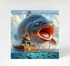 Personalised Funny Fishing Birthday card, Birthday card for Him, Father, Husband