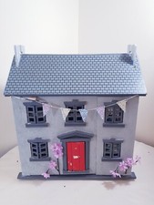 Wooden Dolls House with Furniture - Toys Beautiful Grey Colour 