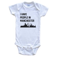 I Have People In Manchester England Skyline Baby Bodysuit