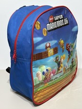 New Super Mario Bros Wii Backpack Gaming School Bag Blue