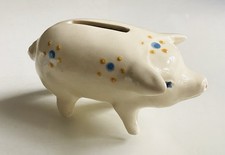 Tiny 8cm Piggy Bank Arthur Wood Vintage Moneybox Raised Dot Design