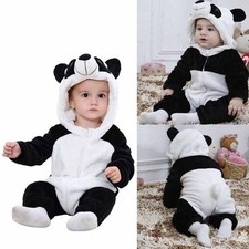 Newborn Baby Boy Girl Kids Panda Hooded Romper Jumpsuit Bodysuit Clothes Outfits