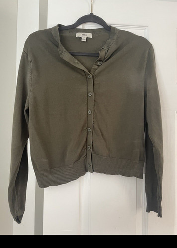 Dark olive knit cardigan - m&s,