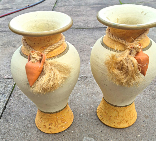 Pair rustic ceramic - rustic, vases