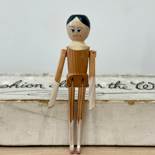 Vintage wooden jointed doll - jointed,