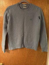 Benneton Ladies 100% Wool Shetland Italian Yarn Sweater Teal Blue Size Large