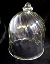 Antique Clear Swirl Glass Cloche Cake Bell Dome Light Pendant VGC H-9”x 7”