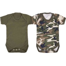 BABY BOY ARMY VEST 0-24 MONTH | CAMO BABY GROW BODYSUIT COTTON CAMOUFLAGE KHAKI