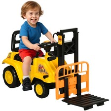 HOMCOM Kids Ride-On Forklift Truck w/ Fork Tray, Under Seat Storage, Backrest