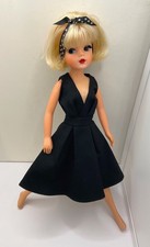 OOAK Partial Reroot Vintage Sindy Doll in Blonde New Rooted Lashes Black Dress 