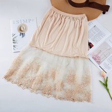 Women Mesh Lace Underskirt Skirt Half Slip Petticoat A Line Elastic Waist