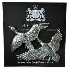Pair of Ducks in Flight Pewter
