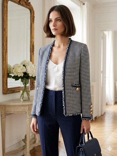 Zara navy blue houndstooth - zara,