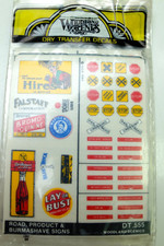 WOODLAND SCENICS DT555 ROAD, PRODUCT & BURMASHAVE SIGNS   DRY TRANSFER DECALS