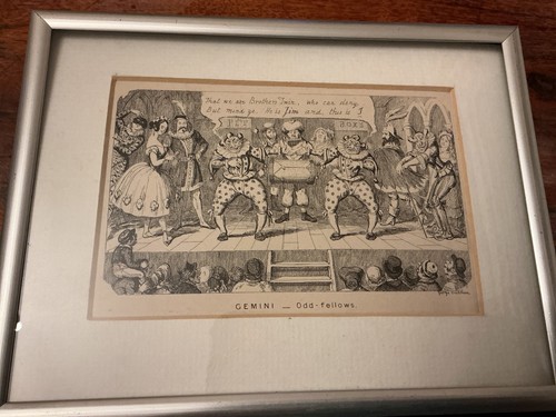 Framed satirical etching - framed,