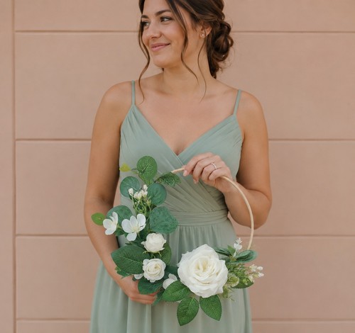 White floral hoop centrepiece - white,