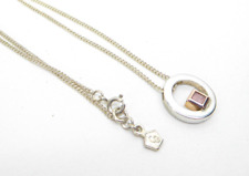 Clogau Gold Silver & 9ct Rose Gold Round Ripples Pendant Rose Quartz & 18" Chain