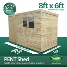 8x6 Pressure Treated Tanalised Pent Shed Top Quality Tongue and Groove 8FT x 6FT