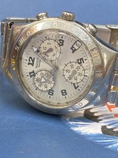 Swatch Cadmos White YCS411G 1999 Irony Chrono 41mm Stainless Steel NOT WORKING