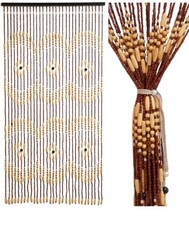 90x180cm Wood Bamboo Beaded String Curtains Door Hanging Fly Screen Room Divider