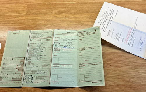 Old buff logbook letter - old, 1972