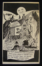 RARE C 1930'S ALICE C BUTLER HALLOWEEN POSTCARD POLPERRO CORNWALL LITANY SERIES