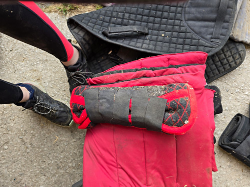 Red black fabric horse - red,