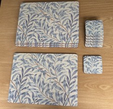 Set of 4 Large Placemats & 6 Coasters William Morris Blue Willow Bough TableMats