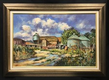 20th Century British School Acrylic On Canvas Landscape Painting. Signed.