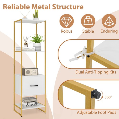 Tier tall narrow - 5-tier, bookcase