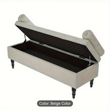 Chenille Fabric Storage Bench