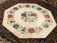 Marble Inlaid Table Top Pietra Dura Art & Crafts Semi Precious Stones Artisan
