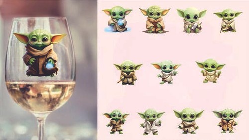 12x colourful mixed baby yoda - colourful,