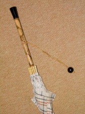 Antique Umbrella With Aquascutum Club Check Canopy & Amber Pommel Top