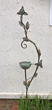 Green Leaf Flower Design Bird Bowl Feeder Water Garden Lawn Metal Gift Present