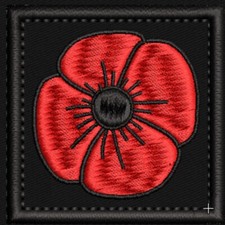 Embroidered Poppy Patch  4.5 X 4.5cm Fire Tunic  - Uniform - Police - Ambulance