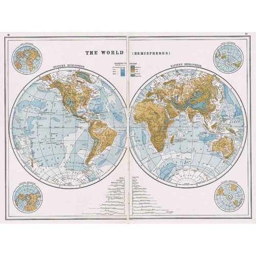Antique map 1920 - map, world